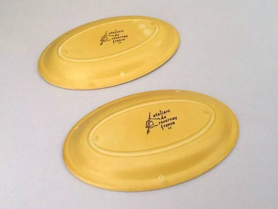 1960s 2 dishes Ateliers du Revernay France (Digoin Saône-et-Loire) Matte stoneware