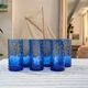 Service of blue blown glass lemonade, dotted pattern.