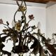 Lustre à décor de Fleurs en Porcelaine et pampilles