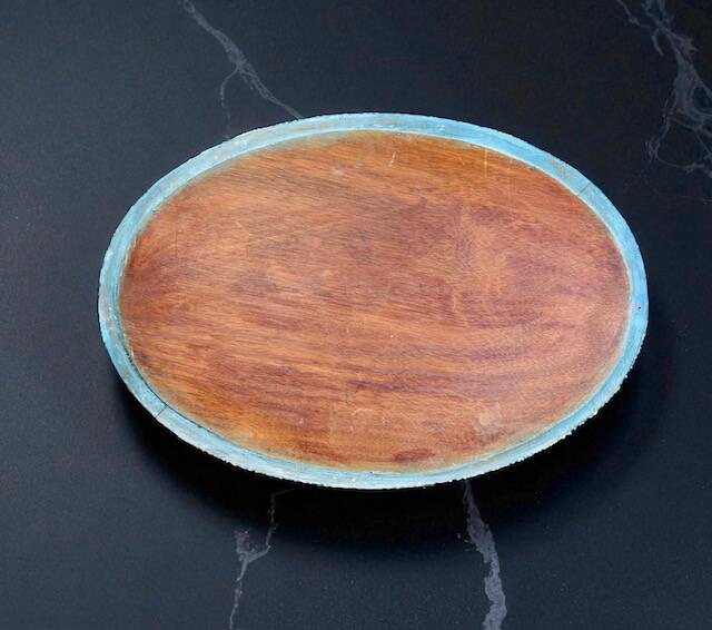 Miroir ancien biseauté oval XIX ème peint