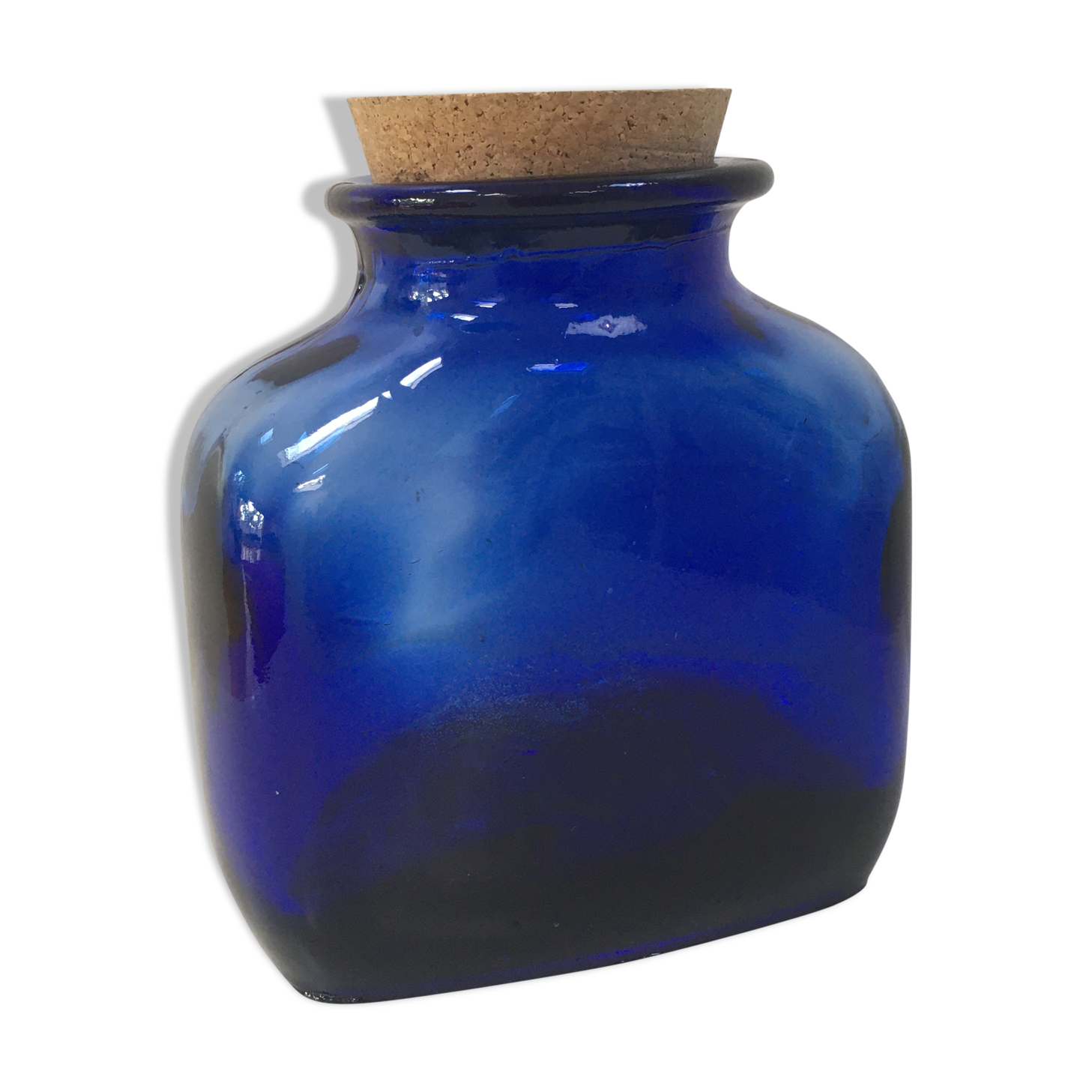 Vintage cobalt blue glass pot