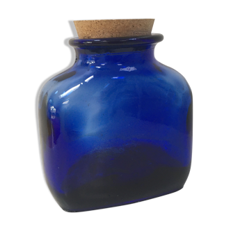 Pot vintage en verre bleu cobalt