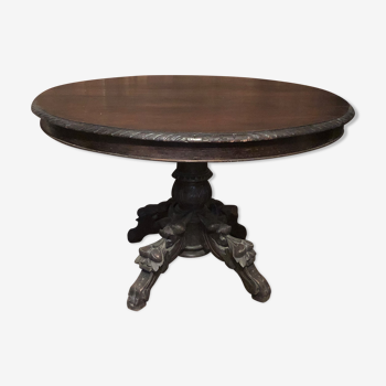 Neo-Gothic oak table decorated with chimeras 19th Gothic