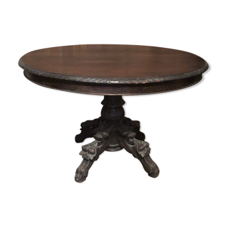 Neo-Gothic oak table decorated with chimeras 19th Gothic