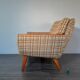2-seater sofa in teck and beige wool, vintage scandinavian 1960s