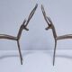 five vintage brass sculptures of gazelles, antelopes, and a giraffe
