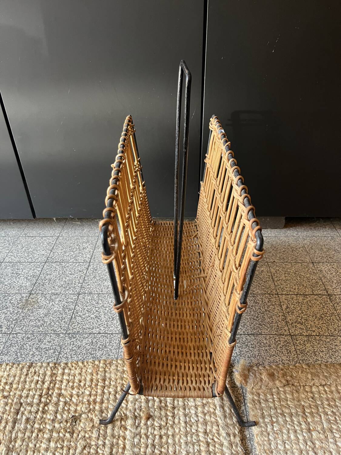 Rattan magazine rack