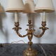 Pair of electrified candlesticks gilded bronze
