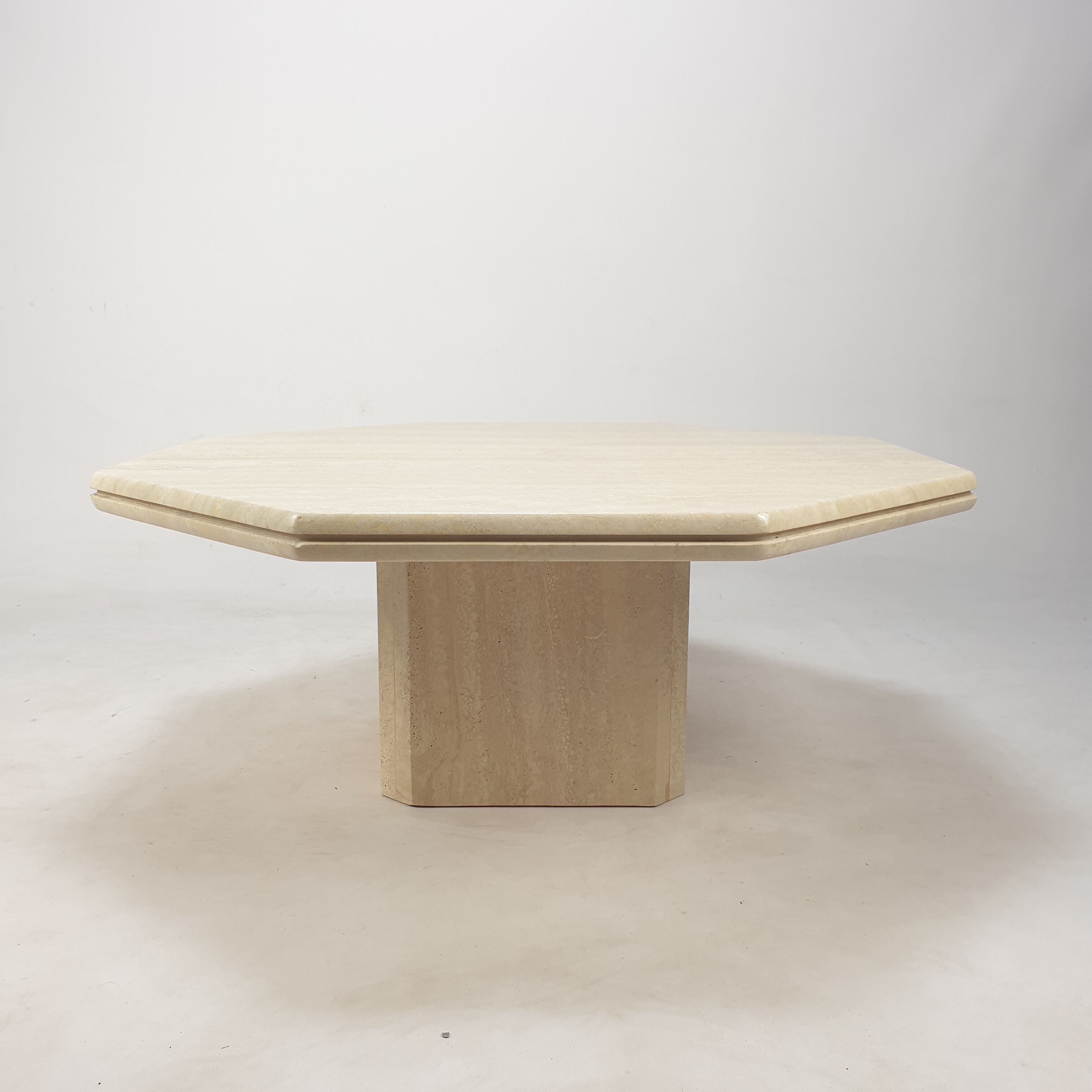 Italian travertine octagon coffee table, 1980