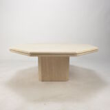 Italian travertine octagon coffee table, 1980