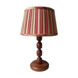 Vintage wooden table lamp with pleated fabric lampshade 1970