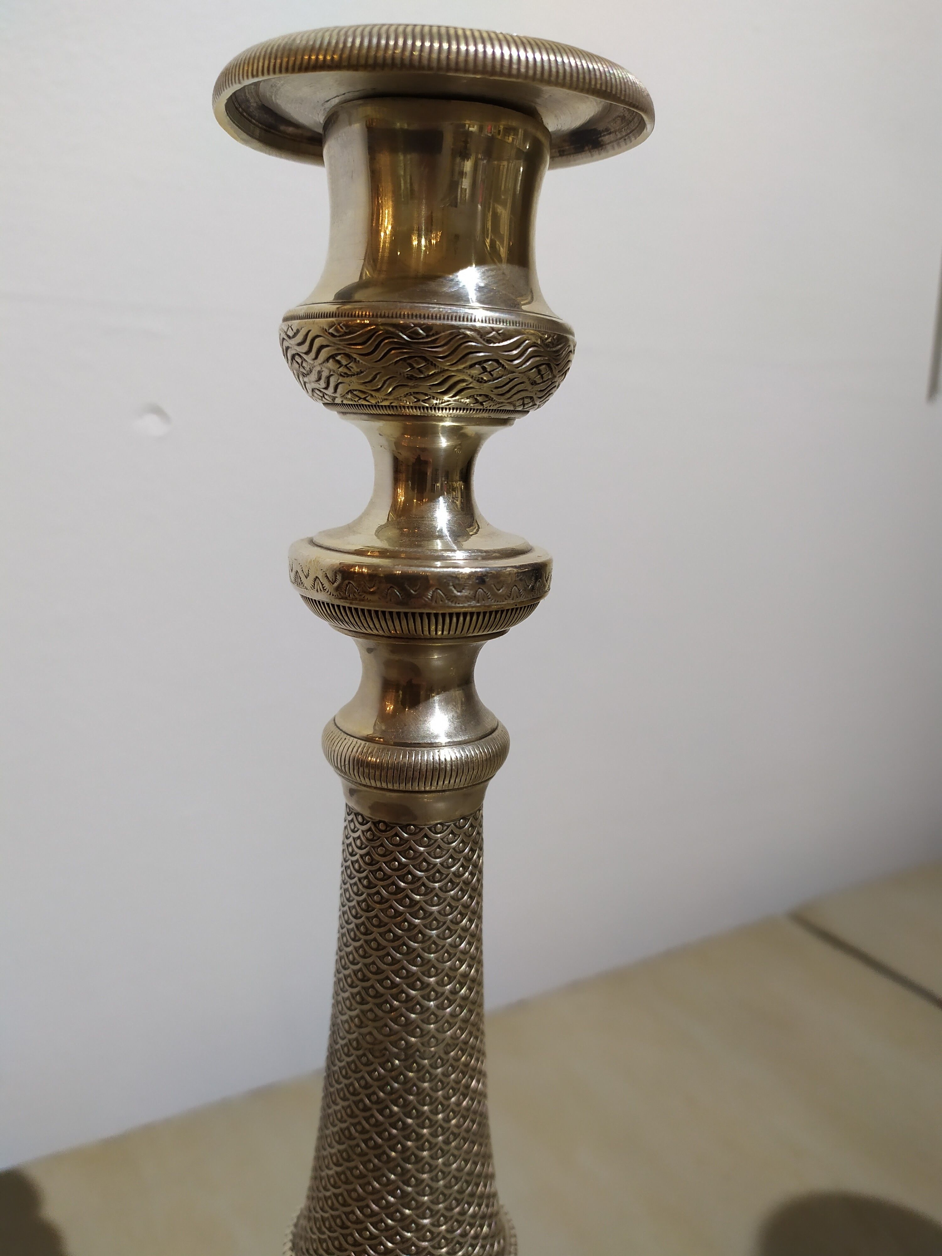 Pair of silver bronze torches