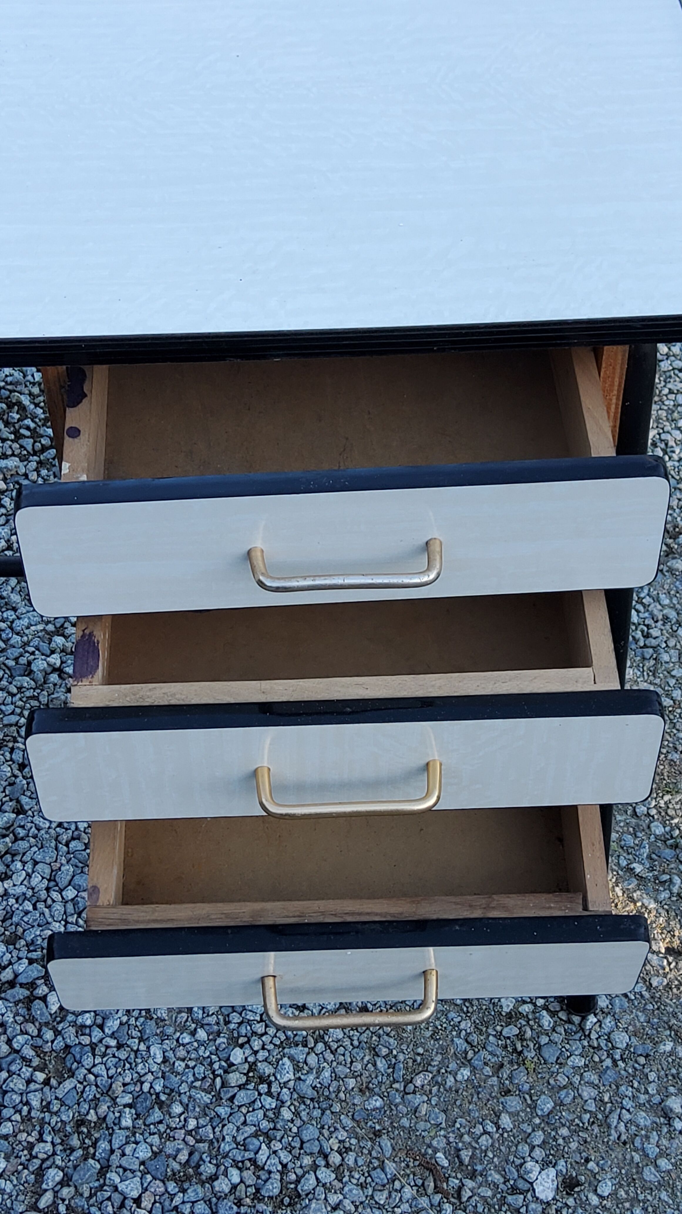 Office of 50/60s in formica base tubes black metal 3 drawers
