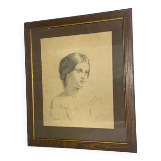 Pencil Drawing, 19th Century School - Portrait of a Woman