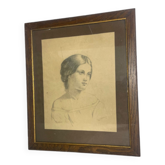 Dessin au Crayon, École du XIXe siècle - Portrait de Femme