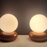Paire lampes de chevet en bois