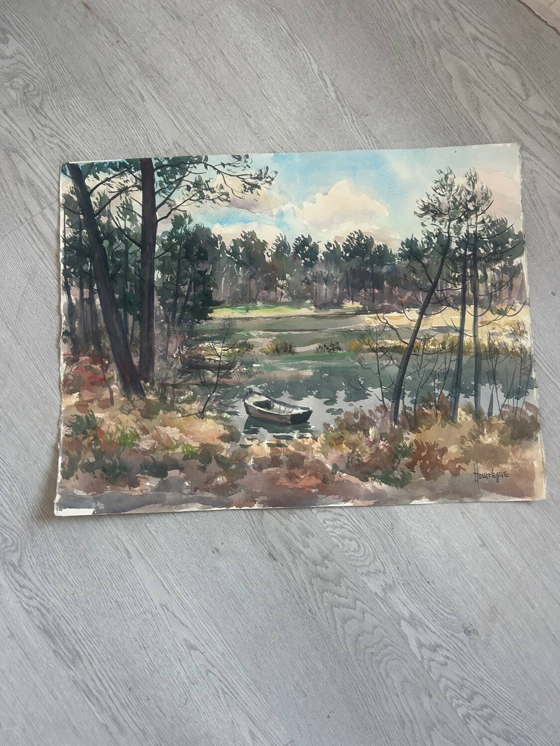 Watercolour on paper by Hourregue