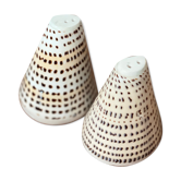 Salière et poivrière en coquillage tigre bohème vintage