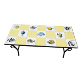 Table basse fer forge carrelages poisson deco