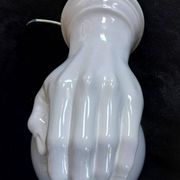 Giant hand-applied white ceramic Art Deco lamp.