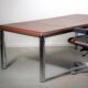 No. 3055D table desk and No. 3076 credenza extension from the Pfister Executive Office Collection for KnollStudio, circa 1988