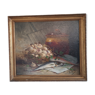 Nature morte Huile sur toile E. Guety