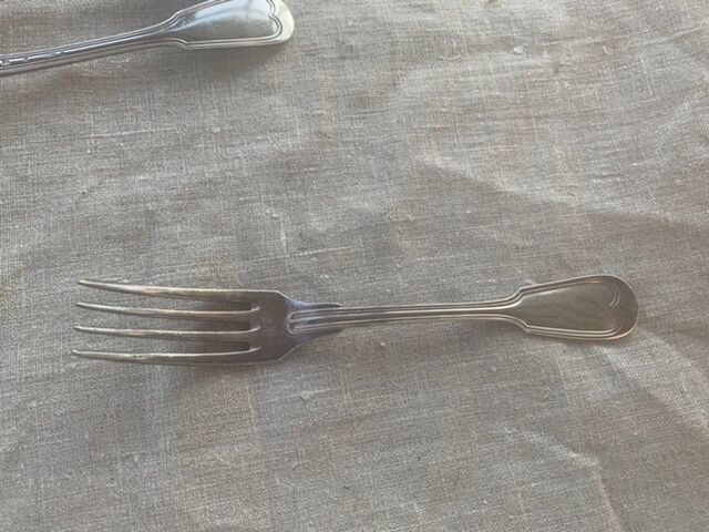 6 forks in vintage silver metal