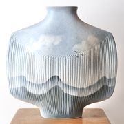 Vase de Yves Mohy en porcelaine Virebent, années 70
