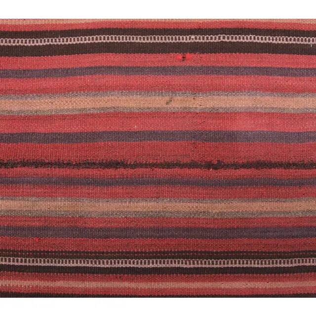 Vintage Turkish hand-knotted wool cotton red kilim runner rug 75x312