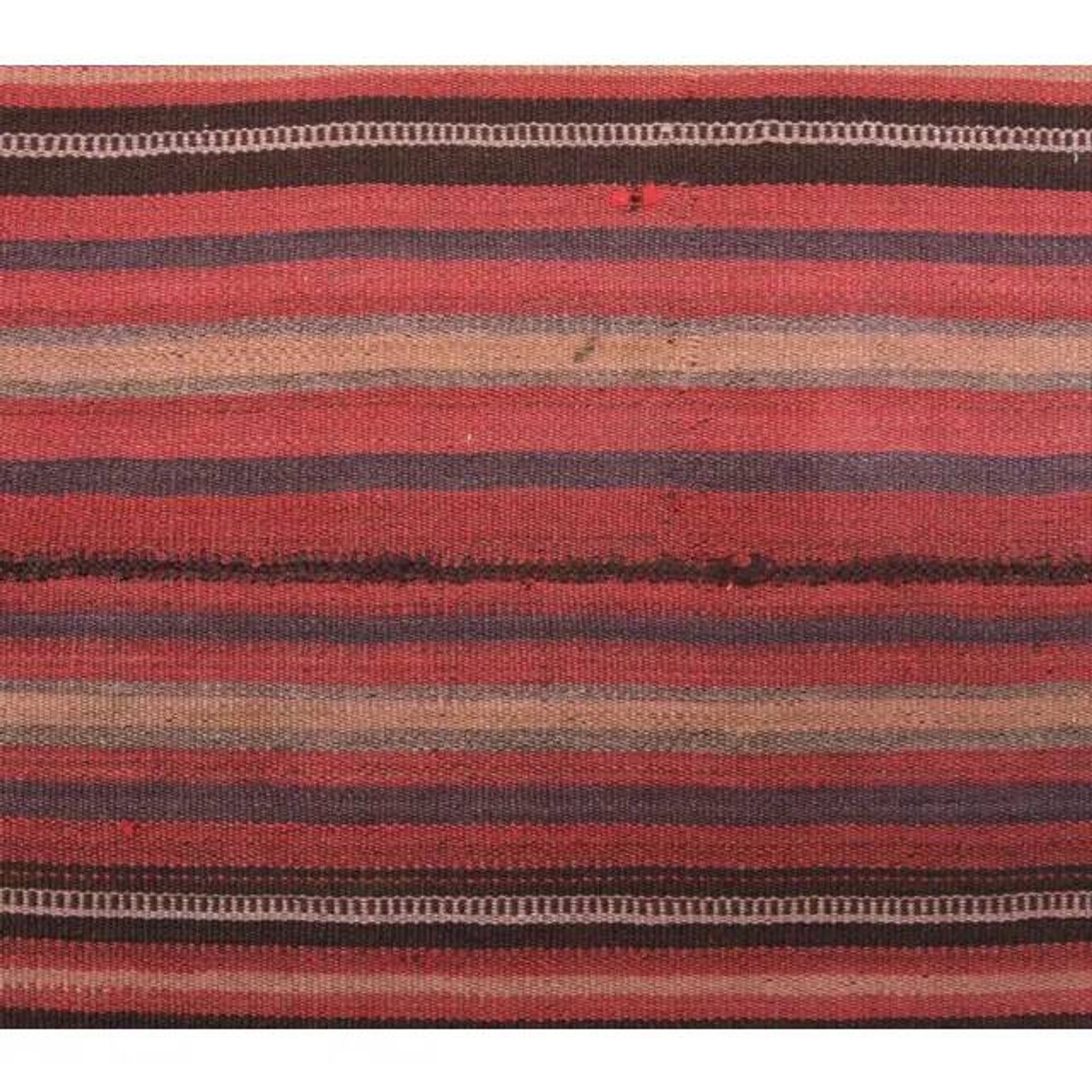 Vintage Turkish hand-knotted wool cotton red kilim runner rug 75x312