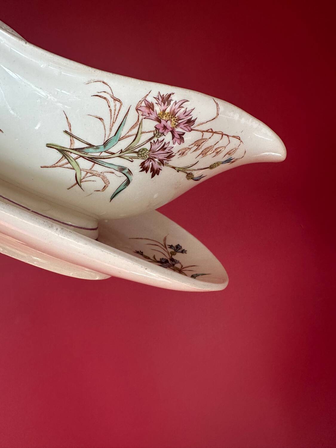 Saucière ancienne polychrome