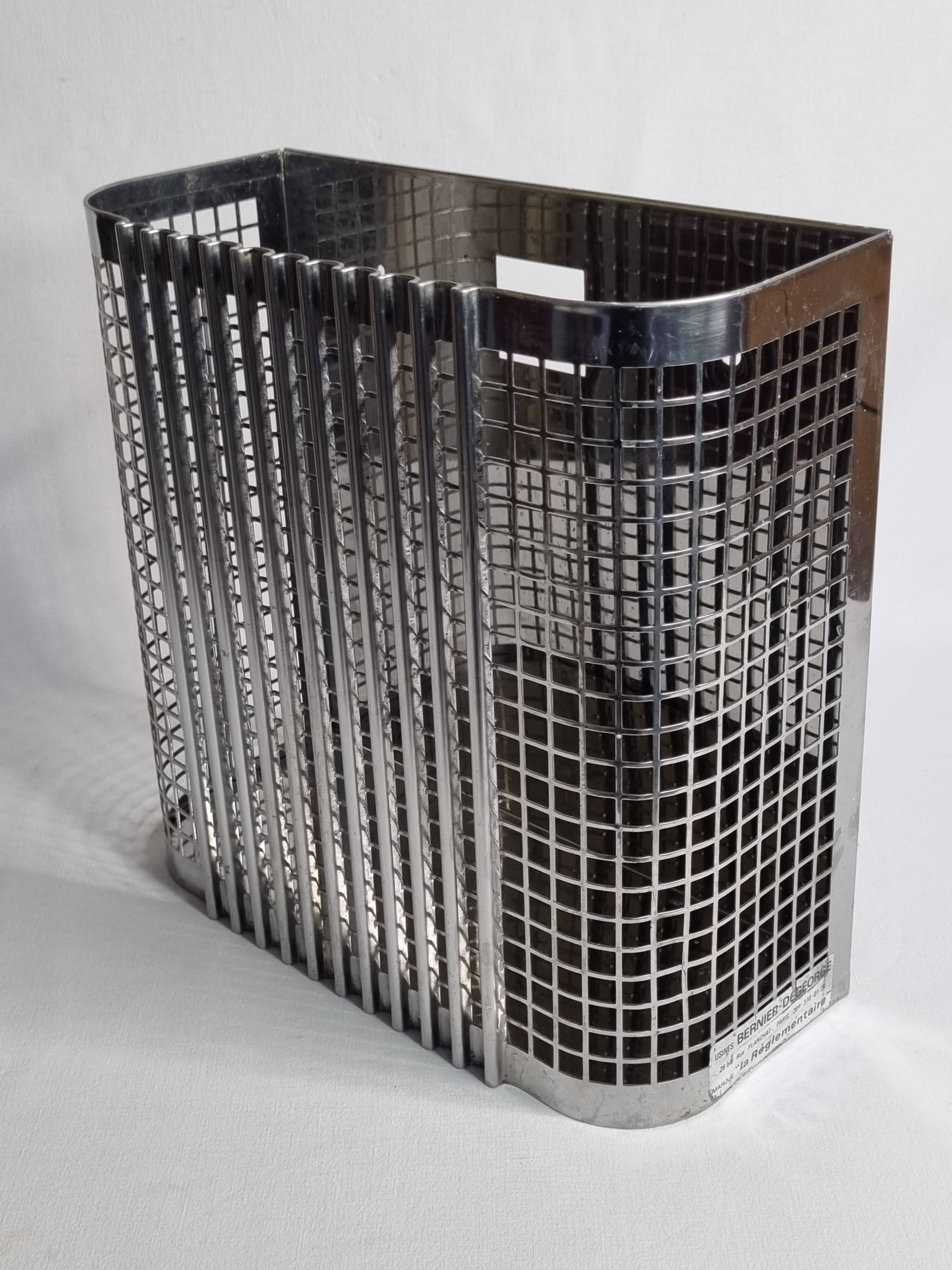 Chromed steel industrial wall paper basket, 60s