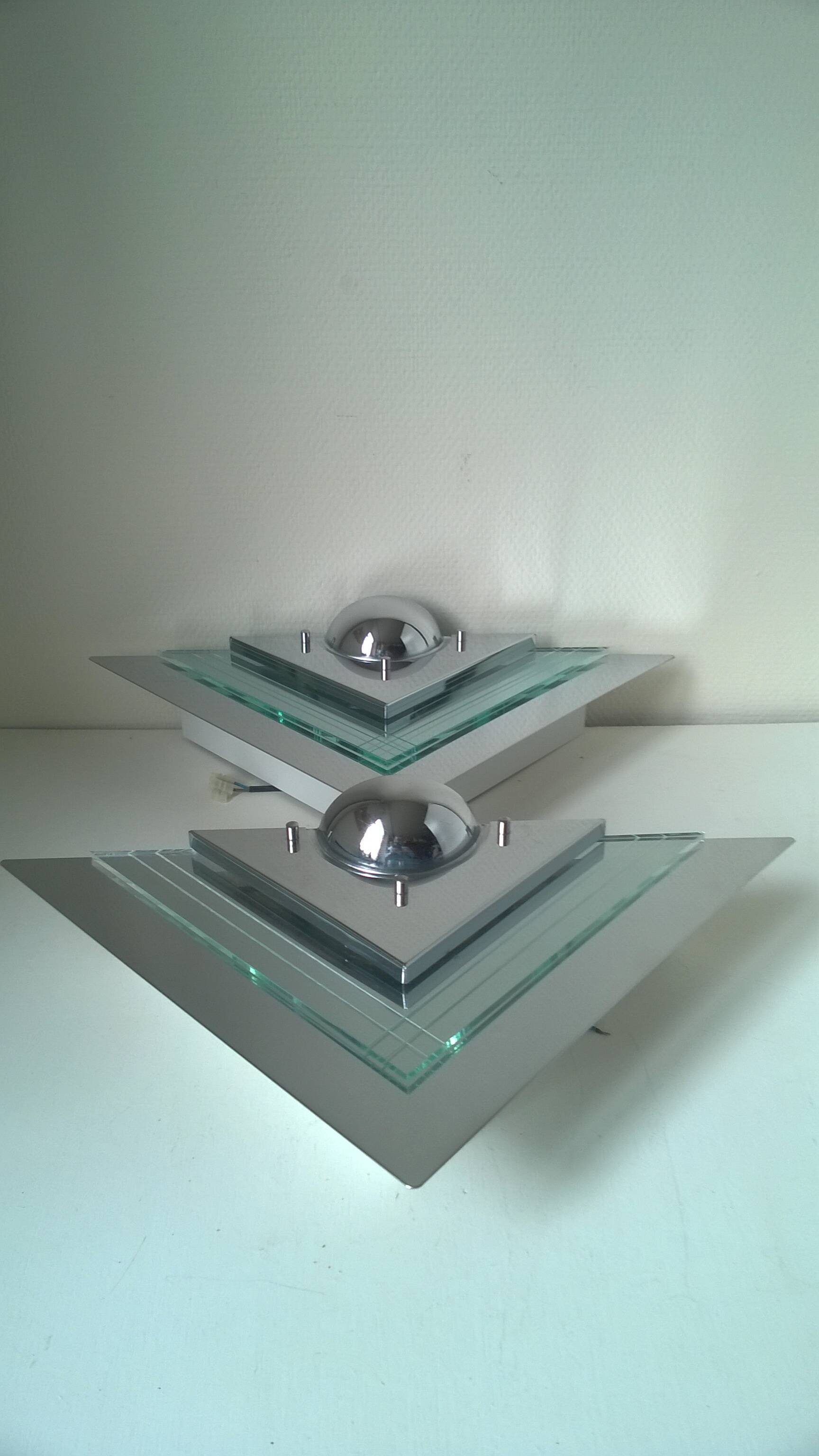 Pair of vintage wall lights -Franz Hustadt c.1980