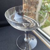 6 Blown and Cut Champagne Glasses