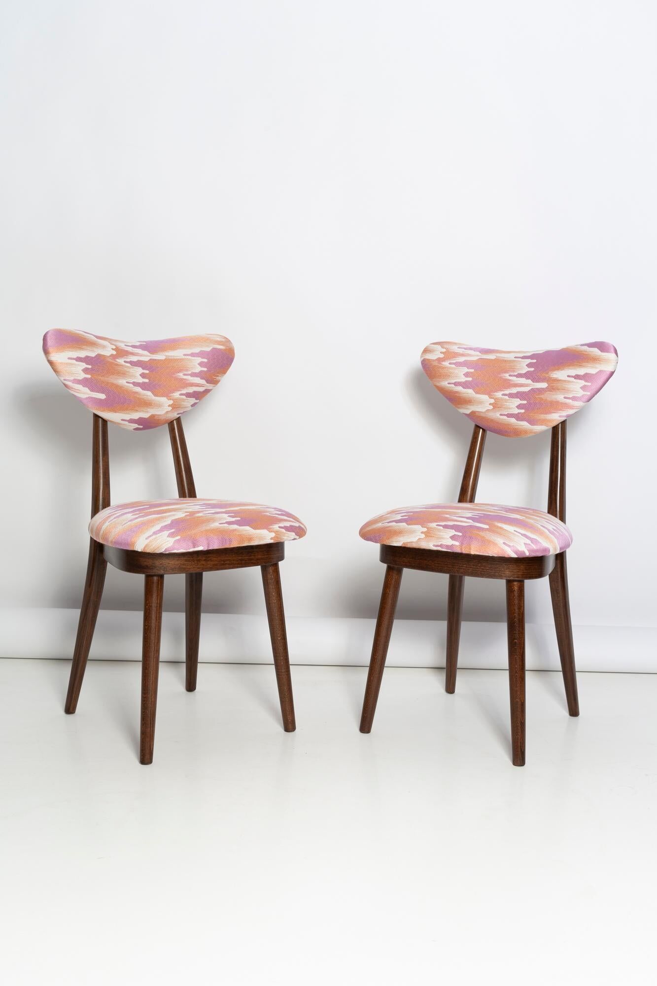 Heart-shaped chair mid-century in Fandango pink jacquard, Dedar, Europe, 1960s
