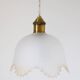 Frosted glass pendant light with floral pattern and wavy edge