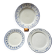 Lot assiettes dépareillées frise bleue 