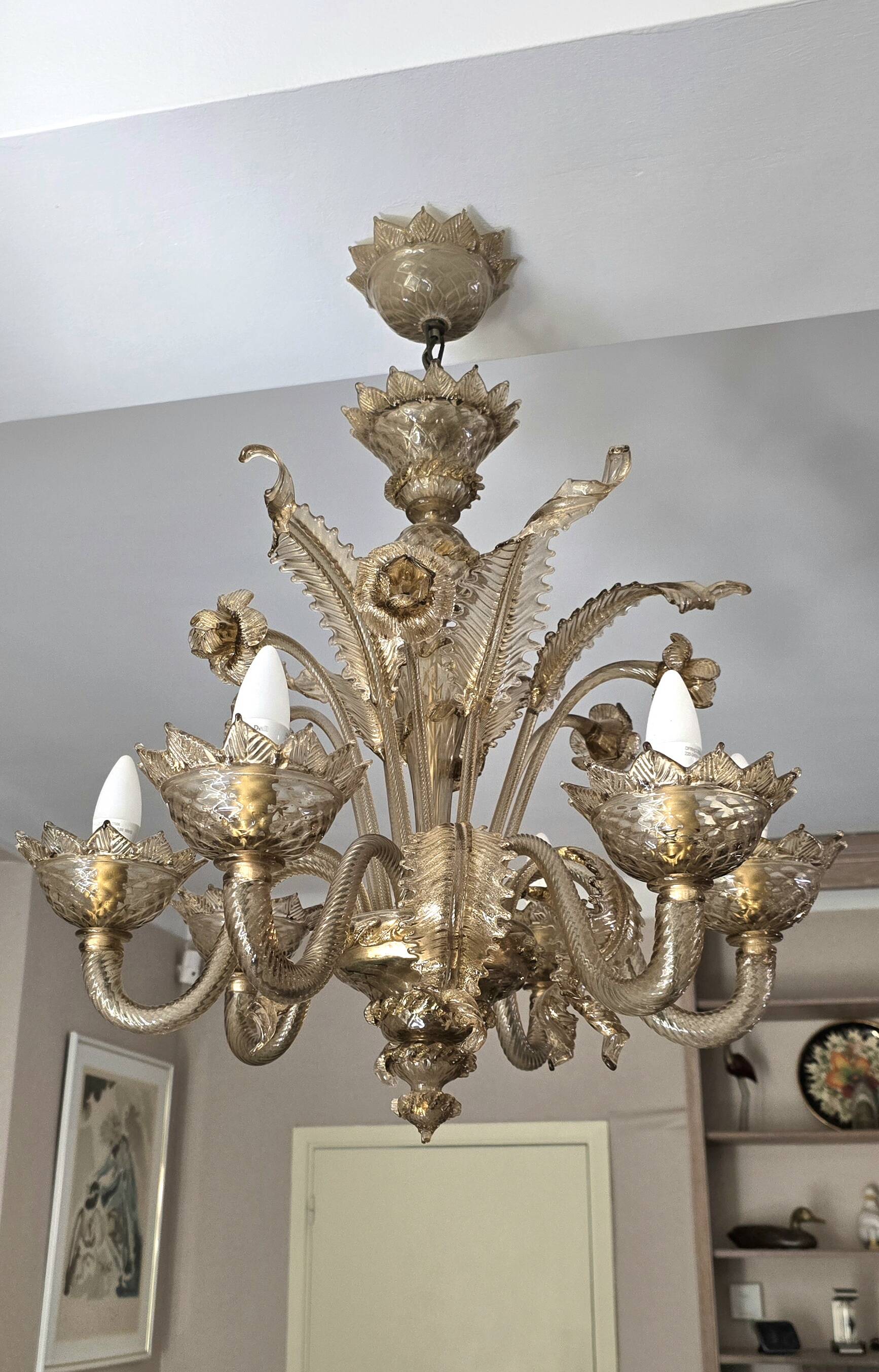 Murano glass chandelier, 6 arms, early 20th century