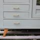 Vintage Parisian wardrobe in sage green – Mirror, hanging space and drawers
