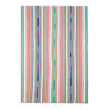 Tapis vintage turc Oushak multicolore fait main, années 1970