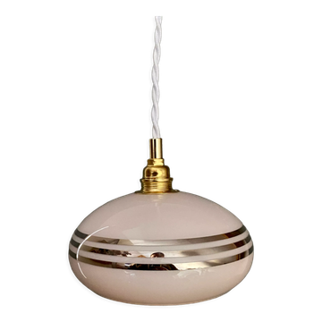 Vintage lamp in pale pink opaline and silver edging