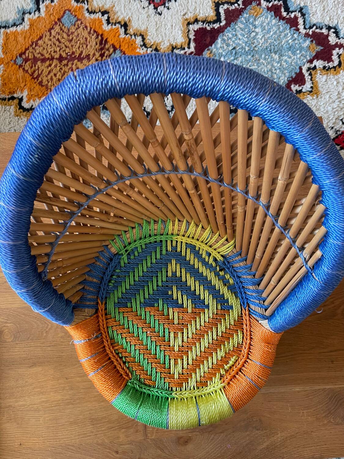 Rattan and rope children's armchair