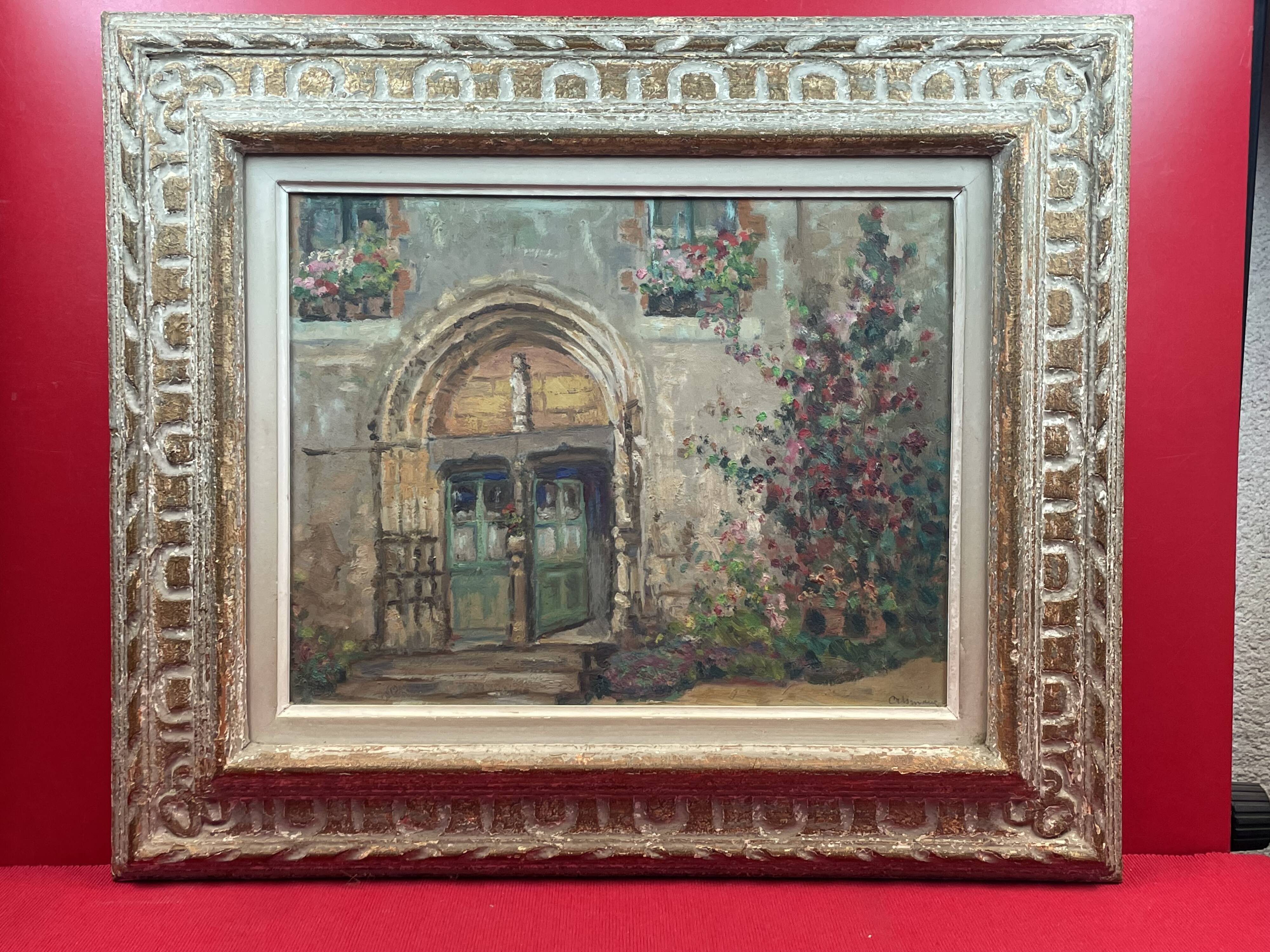 oil on panel signed Crismane - Former leper colony of Oudon Loire Atlan