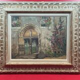 oil on panel signed Crismane - Former leper colony of Oudon Loire Atlan