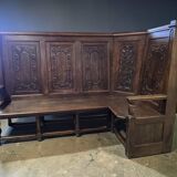 Vintage corner bench in wood in Henri II style