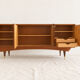 Vintage enfilade from the 50s-60s in geometric fan marquetry.
