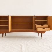 Vintage enfilade from the 50s-60s in geometric fan marquetry.