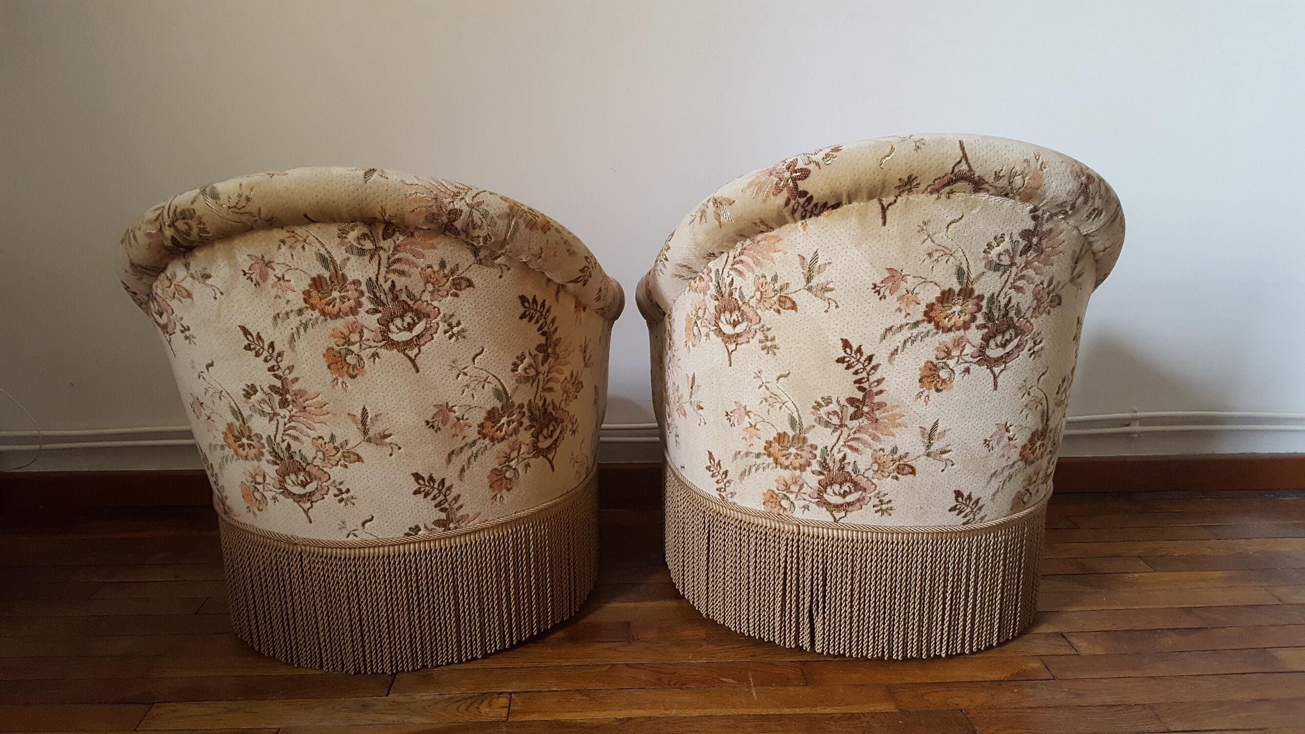 Pair of tapestry pattern Toad chairs