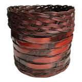 Cache-pot en rotin & osier plantes années 70
