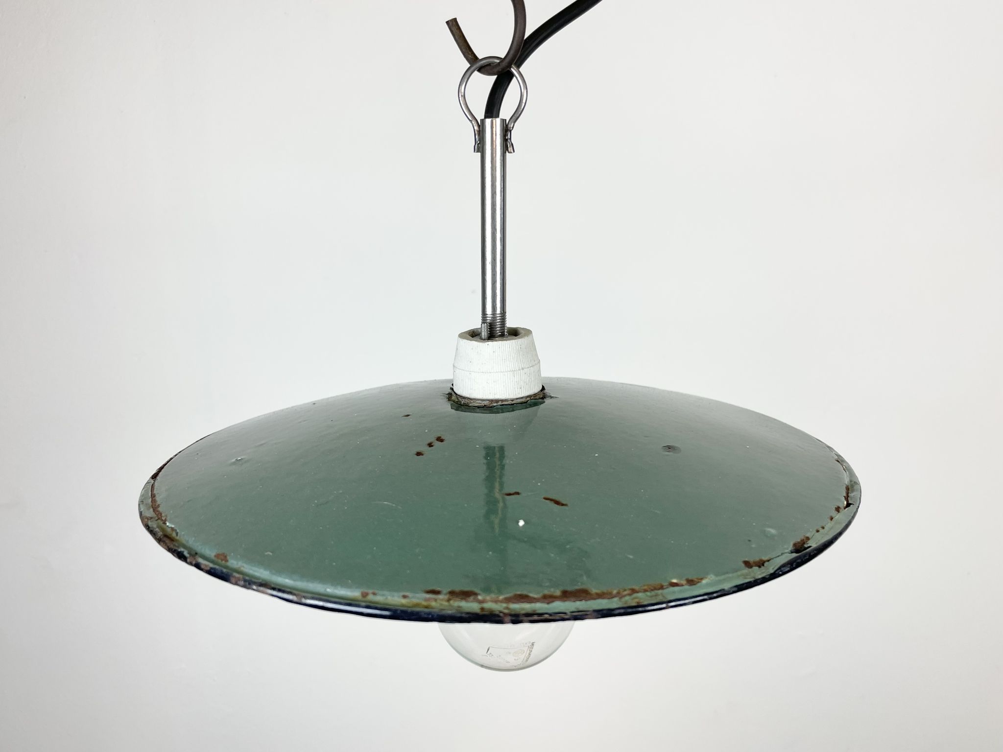 Industrial petrol enamel pendant light, 1970s
